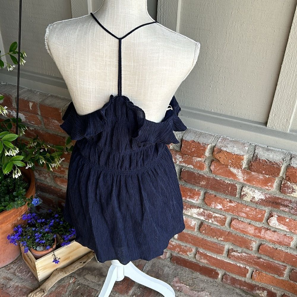 NWT Moon River Navy Blue T-Back Halter Tank Top Size: L - Picture 7 of 13